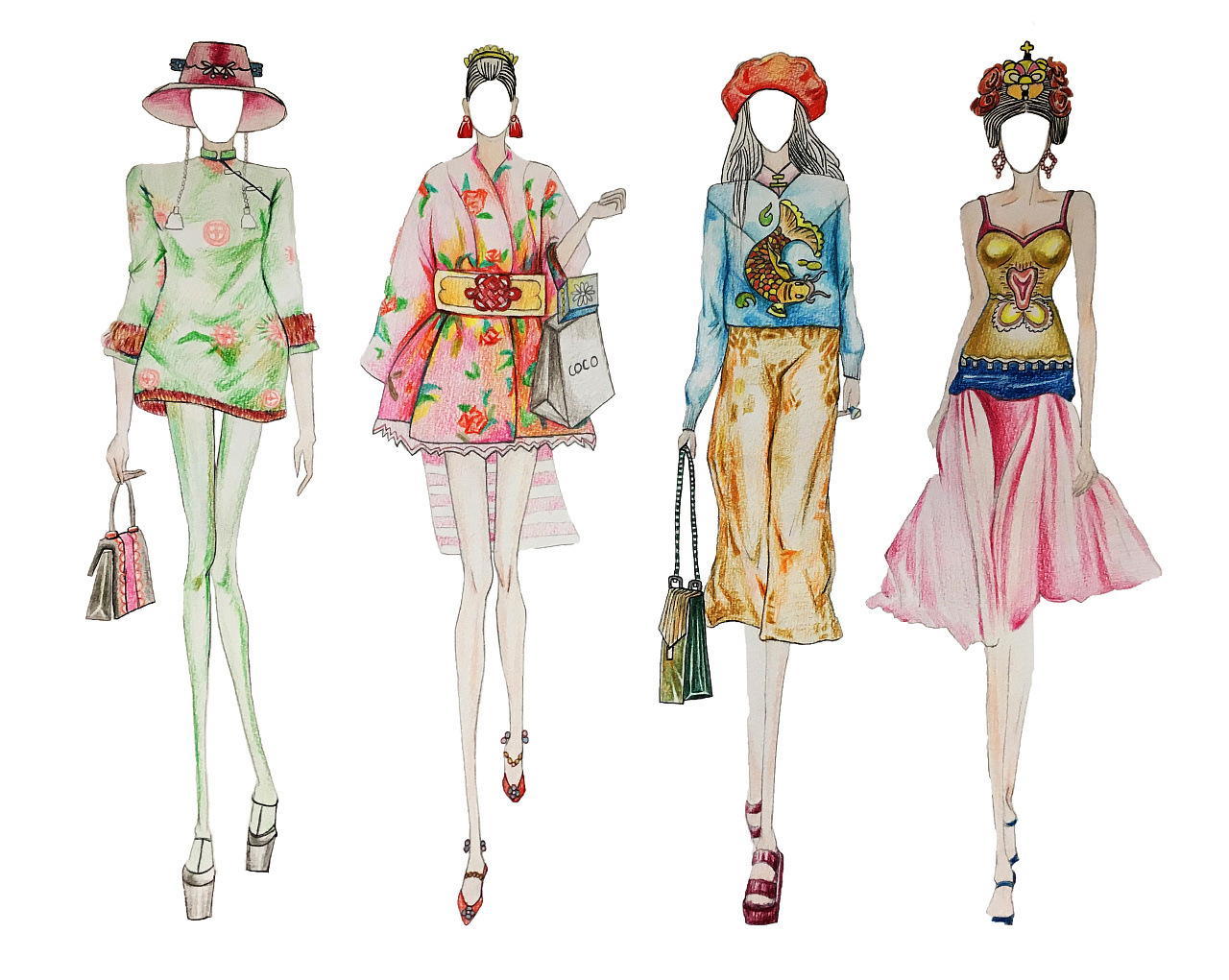 【服裝效果圖】馬克筆 水彩 彩鉛 手繪板